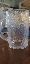 Vintage MCM Hoya Studio Nova Frostfire Glass Beer Mugs Set of 2 Ice Tree Bark picture
