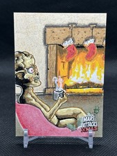 2026 Topps Mars Attacks Christmas Martian Having Cocoa Sketch 1/1 Auto By JBoom picture