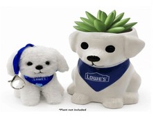 Lowe’s Rewards 2026 Plush Dog Keychain & Ceramic Planter Puppy Limited Edition picture