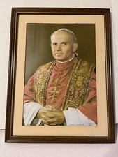 Vintage 80s 3D Pope Joannes Paulus 11 Framed Art picture