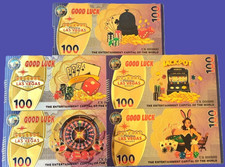 5pcs/set Las Vegas Gold Foil Banknotes Casino Combo GREAT COLLECTABLE picture