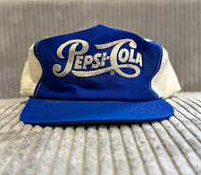 Vintage 1970s/1980s Pepsi-Cola Script Logo Mesh Trucker Hat picture