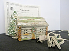 RARE 1976 Walter Brockmann Pioneer Log Cabin St Louis Signed w/DEED Snow Village picture