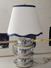 Blue China Teacup Lamp with Shade by  Shabby Chic Vintage Style viral tiktok htf picture