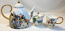 Anthropologie Botanica Floral Teapot W/Sugar Pot Creamer Spoon Set picture