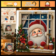 Canrichshop 5D Christmas Pearl Diamond Art Kits for Adults with Frame,DIY Gnome picture