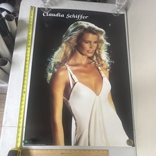 ✨ Claudia Schiffer Poster 24x36 White Dress Printed in Italy Supermodel Mint✨ picture