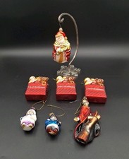 Vintage Blown Glass Santa Christmas Ornaments Lot of 7 St Nicholas Figural FAO  picture