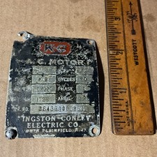 Vintage Kingston-Conley Electric Co North Plainfield  motor ID tag plate Emblem picture