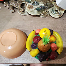 vintage mid-century kitsch plastic fruit bowl set designed by M. Gaby for Stark picture