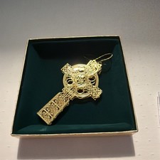 BALDWIN Limited Edition 24KT. Gold Finished Elegant Celtic Cross Ornament 4In 3D picture