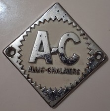 Vintage Allis Chalmers Tractor Emblem Medallion Chrome AC Badge Genuine Original picture