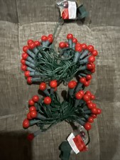 VINTAGE round red berry CHRISTMAS LIGHTS.  ( 2 ALL RED SETS ) 1994 picture
