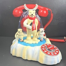 Vintage Coca Cola Polar Bear Ice Skating Telephone 2000 Telemania PARTS REPAIR picture