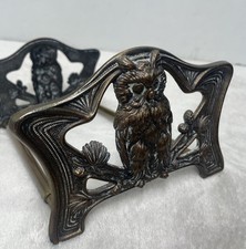 Art Nouveau Vintage Expandable Book Rack Judd 9776 Cast Iron Bronze Gothic Owls picture