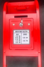 Red Vintage Metal Mailbox Treasure Chest Piggy Bank Comes With 2 Keys picture