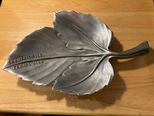 Vintage 1950's Cast Aluminum Leaf Shaped Award - Champaign ILL Kennel Club,  VGC picture