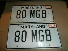  Pair Vintage 1986 License Plates Plate MD  Maryland 80 MGB  picture