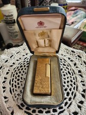 Vintage Dunhill Rollagas Lighter 24K Gold Plated Florentine Pattern W/Box&Papers picture