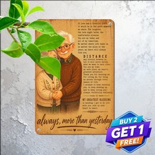 Elderly Couple Together Forever Romance Metal Tin Sign Sweet Anniversary Art picture