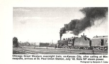 Chicago Great Western Steam Train St Paul Union Station Vintage Magazine Image picture