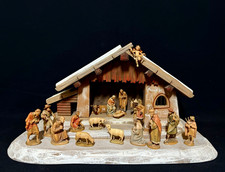 ~*~Vintage 3” scale Anri Kuolt Wood Carved Nativity Set w/ Stable— Italy~*~ picture