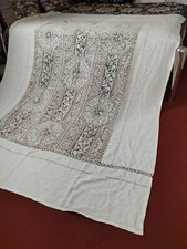 antique rare linen lace embroidery tablecloth bedspread needlework it1139 picture