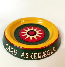 VTG Metal Ashtray Danish Brewery Carlsberg Bright Geometric Starburst Pattern picture