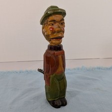 Vintage ANRI Hand Carved Mechanical Wood Corkscrew - Italian Figural Barware picture