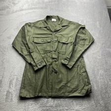 NOS 60s Vtg US Army OG-107 Sateen Cotton Utility Shirt 1960s Deadstock Medium M picture