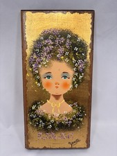 vintage 60s folk art / cottagecore / boho wall décor/ Gold Guilt Signed Read… picture