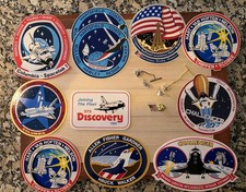 Space Shuttle Flight Stickers Vintage Rockwell International Tie Pins picture