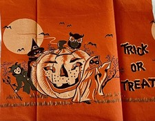 1 Rare Vintage Tuttle Halloween Crepe Paper Tote 13x18” panel precut pieces NOS  picture