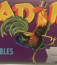 Vintage 1950s Head Man Crate Label 🐓 Stanley Levinson LA Terminal Market picture
