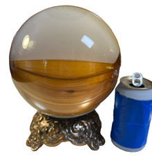Large Big Massive 8” Crystal Ball Antique Victorian Ornate Metal Stand Fancy picture