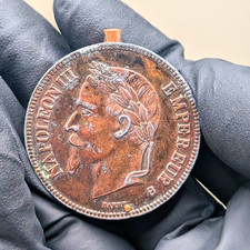​Vintage Japanese Coin Lighter Napoleon III 5 Francs 1870 Repro -Serviced &Works picture