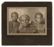 1890s Aged African American Woman & Children Studio Photo picture