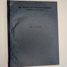 c1940s School Aviation Medicine Psychology Manual Book Randolph Field Texas WWII picture