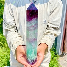 2.62LB Natural Fluorite Crystal Column Magic Wand Obelisk Point Earth Healing picture