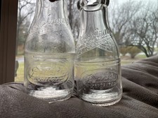 Vintage Rakestraw's Embossed Milk Bottle 1 Pint Mechanicsburg PA Lot Of 2 picture