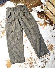 Vintage 1962 West German Army Wool Cargo Pants Filzlaus Combat Trousers 3/62 picture