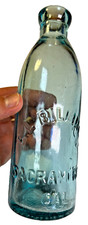 RARE E L Billings Sacramento California CA Blob Top Bottle John Matthews 1864 NY picture