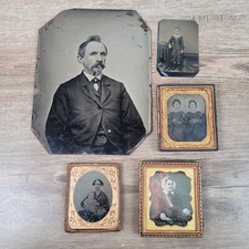 ANTIQUE TINTYPE STUDIO PORTRAIT FRAMED PICTURE HISTORICAL 5 PIECE LOT VARIOUS picture