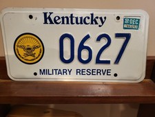  Kentucky Military Reserve License Plate Preowned 0627 picture