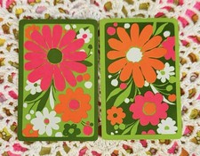 Vintage Single Swap Playing Cards – 2 Cards Flowers  Ephemera- We Glow UV picture