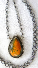 NWT Navajo Scott Skeets Bumble Bee Jasper Pendant Necklace 925 Sterling Silver picture