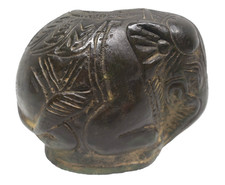 Antique 19thC Chinese Bronze Elephant Scholar Water Dropper Signed 3.5