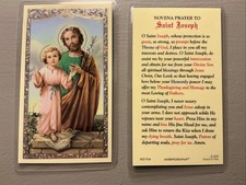 Holy Card - Novena Prayer to St Joseph gold Trim Laminated  picture