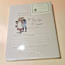 Lot 2 VTG Old Print Factory Certificates Baby Birth First Day School Litho New picture