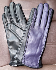 Zac Posen Delta Air Lines Uniform Leather Gloves Passport Plum /Black NWOT picture
